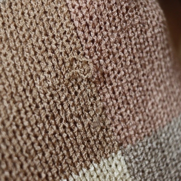 Wildroot Retro Ruffle Vintage Cardigan Sweater LG Shades of Brown Geometric - Picture 9 of 13